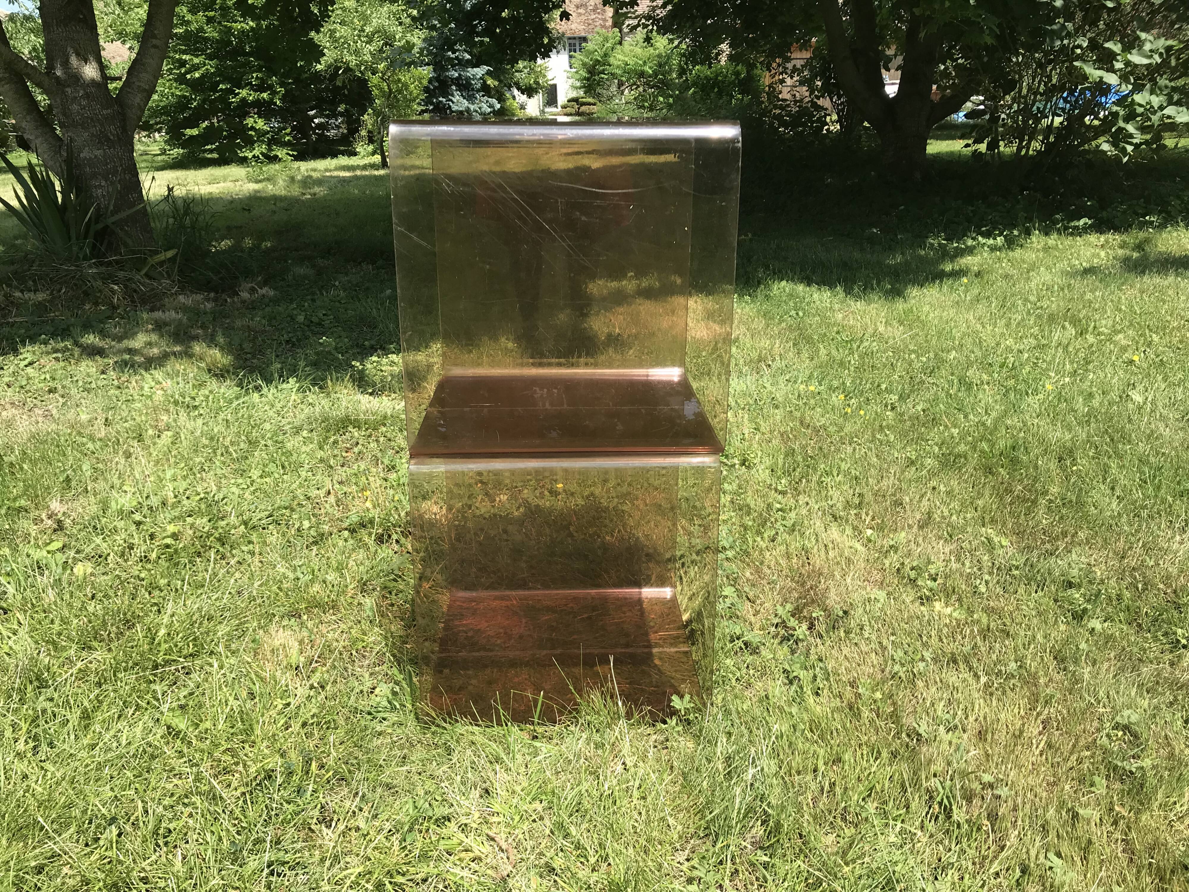 Pair of bedside tables in plexiglass smoked 70
