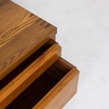 Pierre Chapo. Low chest of drawers in blond elm. Circa 1970.