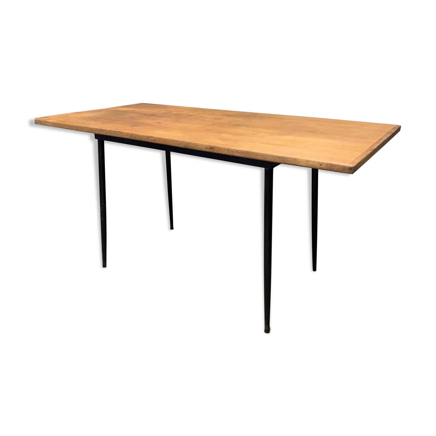 Vintage table oak and metal feet compass