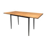 Table vintage chêne et métal pieds compas