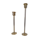 Duo of minimalist gold-plated candle holders