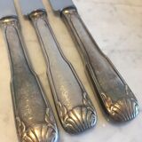 6 silver metal knives, 1960