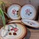 5 assiettes à dessert grès brun marron et rose, Niderviller modèle Sandra, vintage
