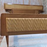 Lit et chaise bois et rotin