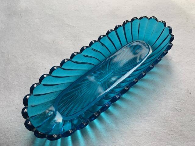 Antique Baccarat bowl in 19th century blue crystal