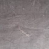 damask tablecloth 160x230 monogrammed BM dyed in dark gray