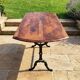 Antique bistro table — Cast iron & veined solid elm — Circa 1900