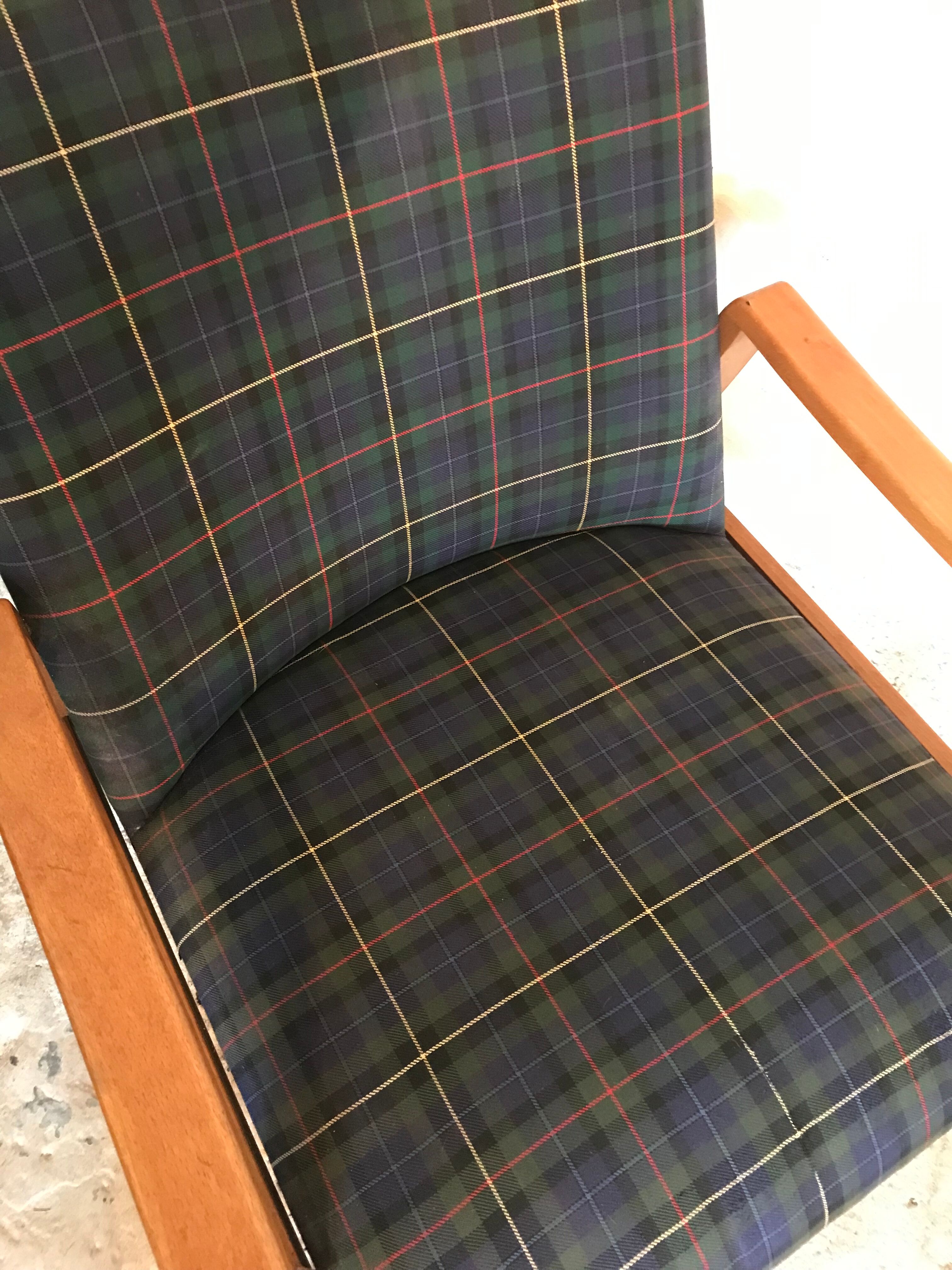 Vintage armchair 1960's Scandinavian style and Scottish fabric