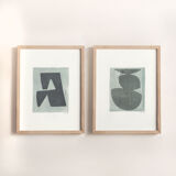 Set of 2 monotypes signed Eawy