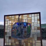 Large signed stained glass window