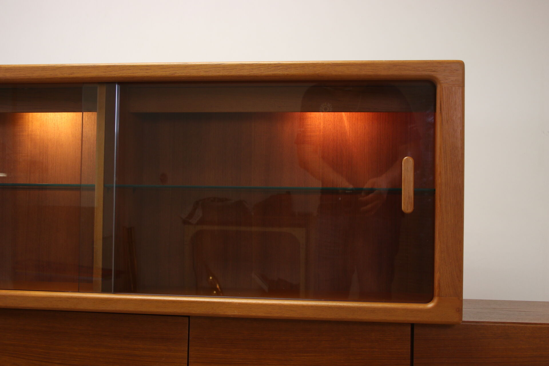 johannes Andersen teak lighted display cabine For Silkeborg Denmark