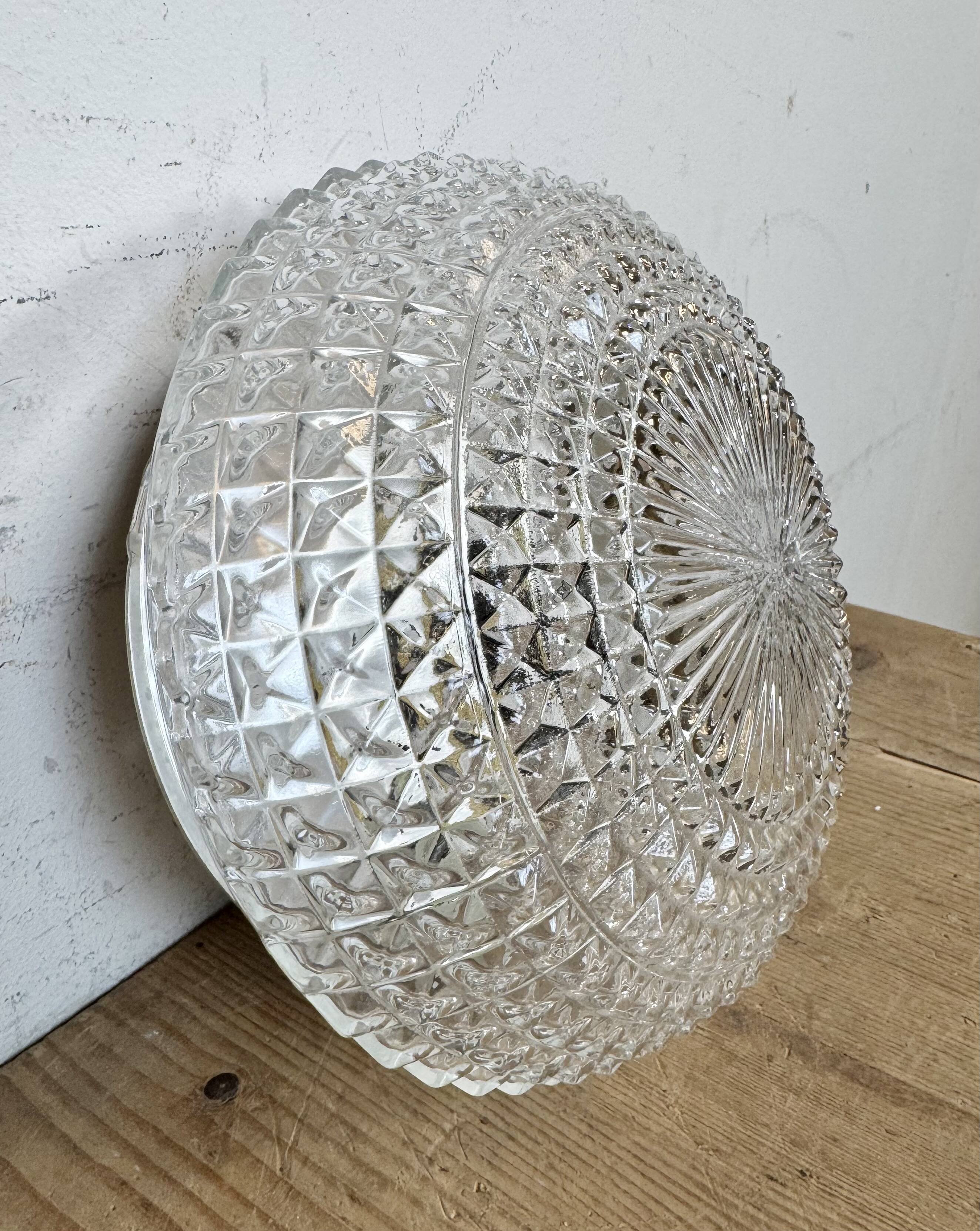 Vintage Glass Wall or Ceiling Light, 1970s