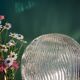 Vintage globe table lamp in ribbed glass