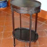 Carved wooden pedestal table with double trays 41 x 72 cm