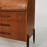 1950s Scandinavian teak secrétaire with elongated sculpted pulls
