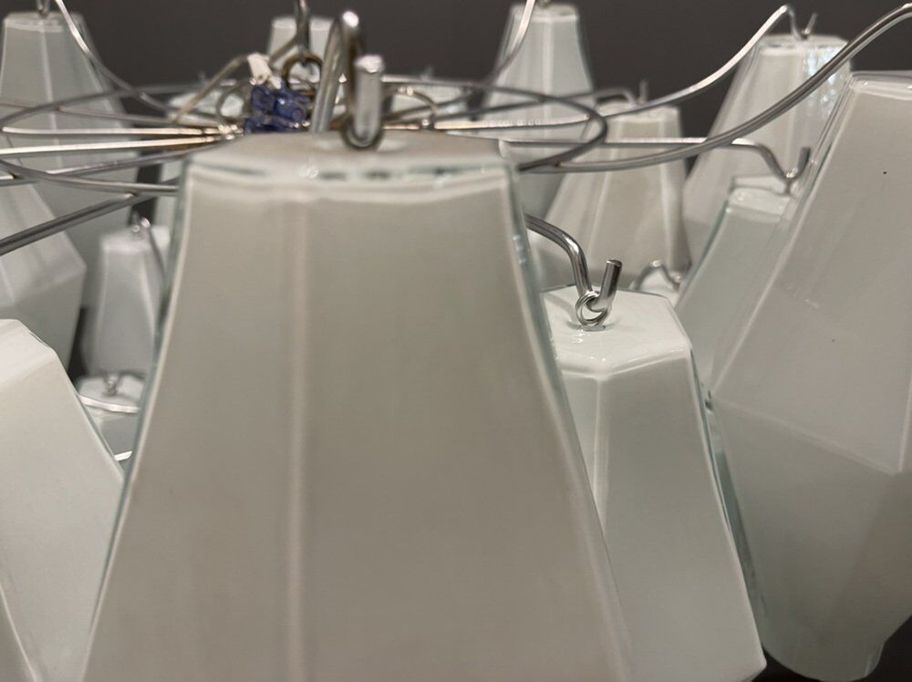 White murano glass polyhedra chandelier, 1970s