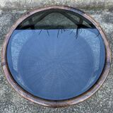 Round rattan and bamboo coffee table, vintage 1960