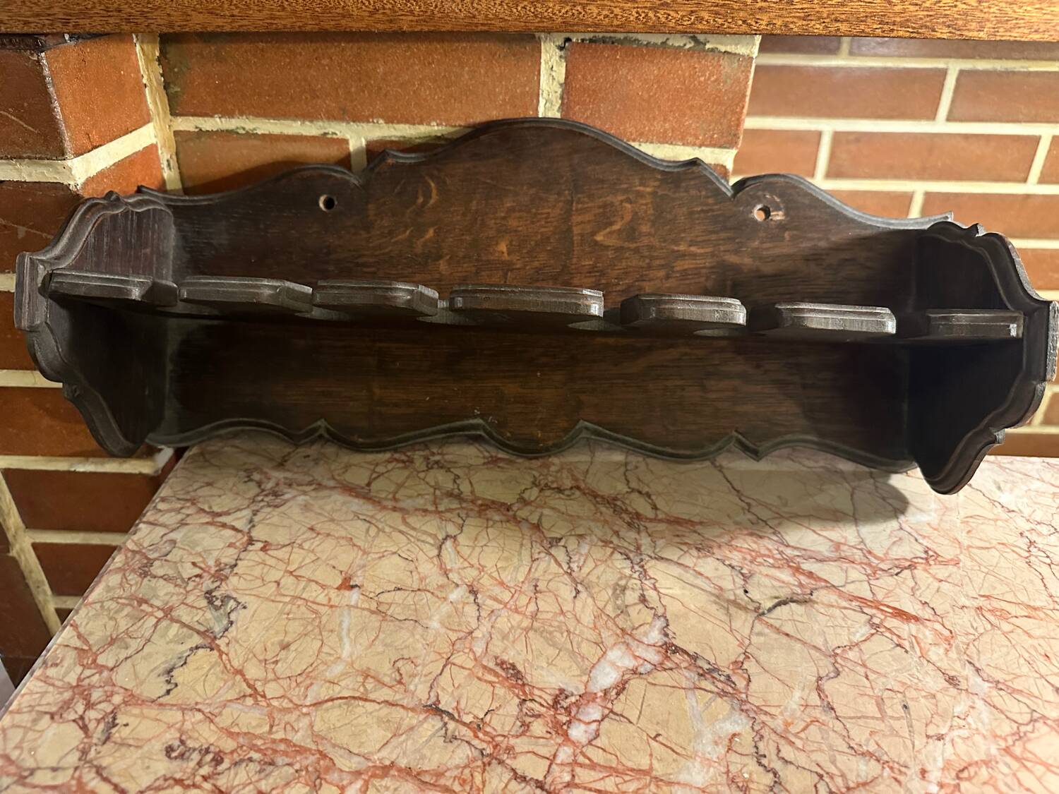 Antique large kitchen utensil shelf - dark wood - origin alsace early 19th century