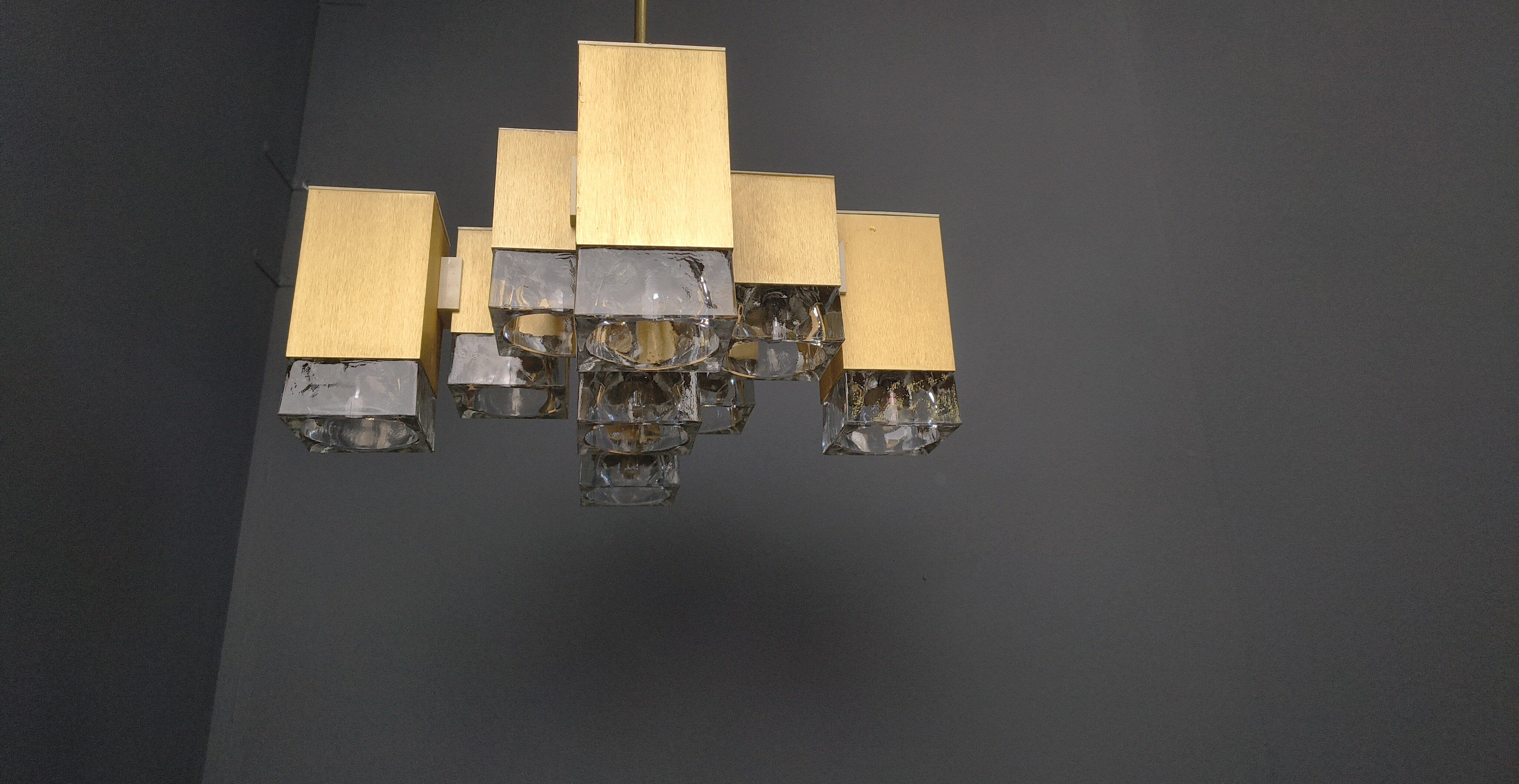 Vintage cubic chandelier by Gaetano Sciolari, 1970s