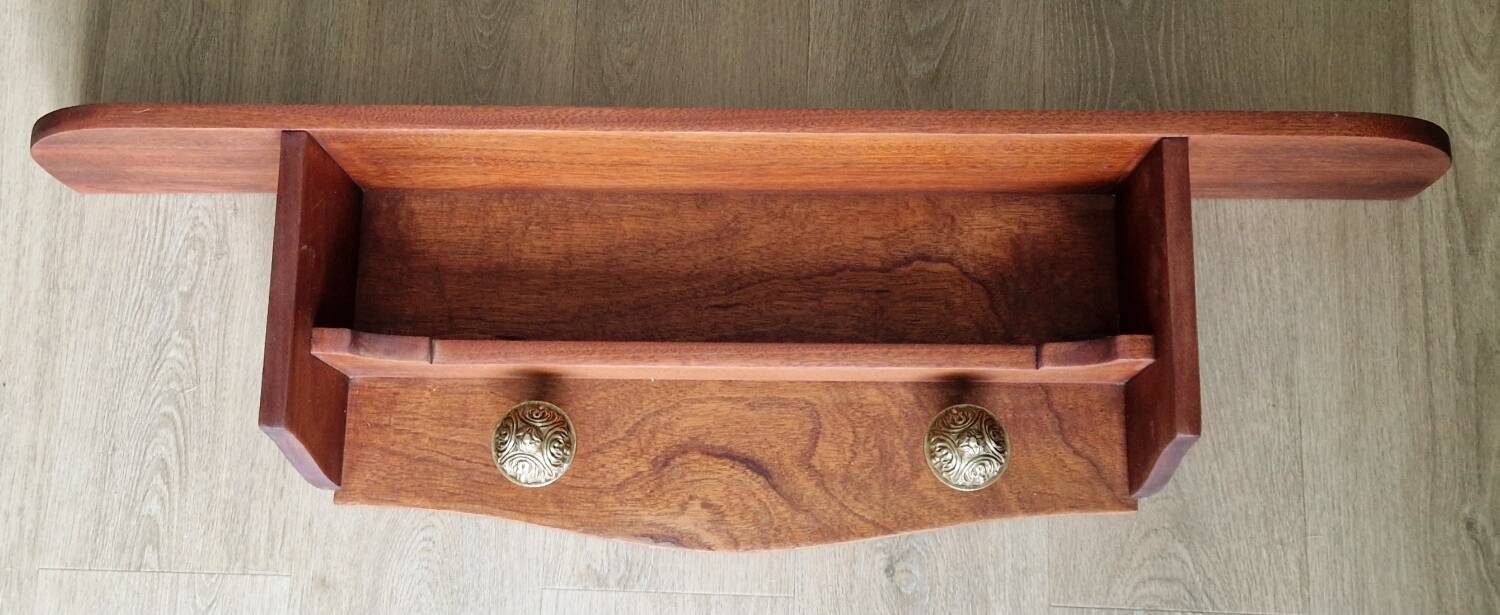 1950s mahogany wood wall shelf