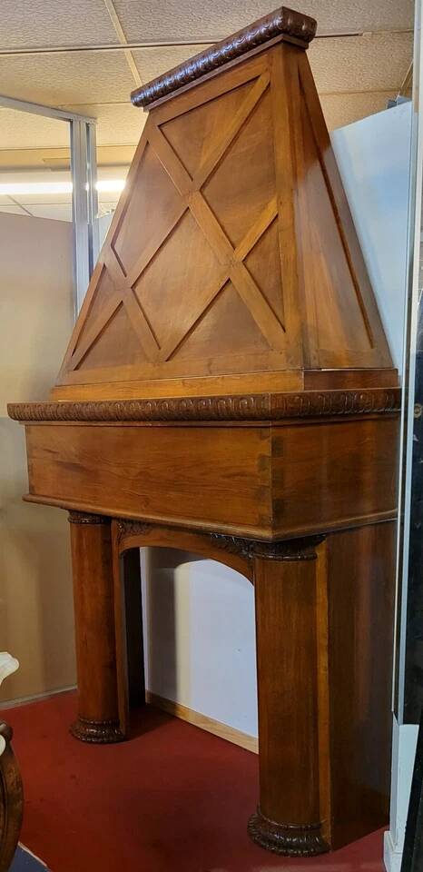 Renaissance style fireplace in solid oak circa 1850