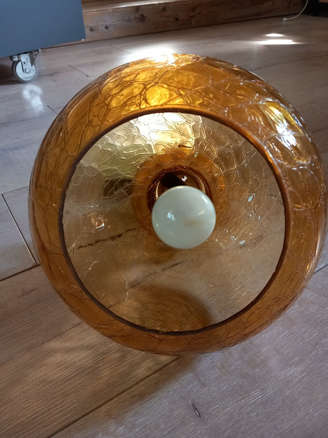 Vintage molded glass pendant light