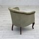 1960s, Danish armchair, green furniture velour, beech wood legs.
