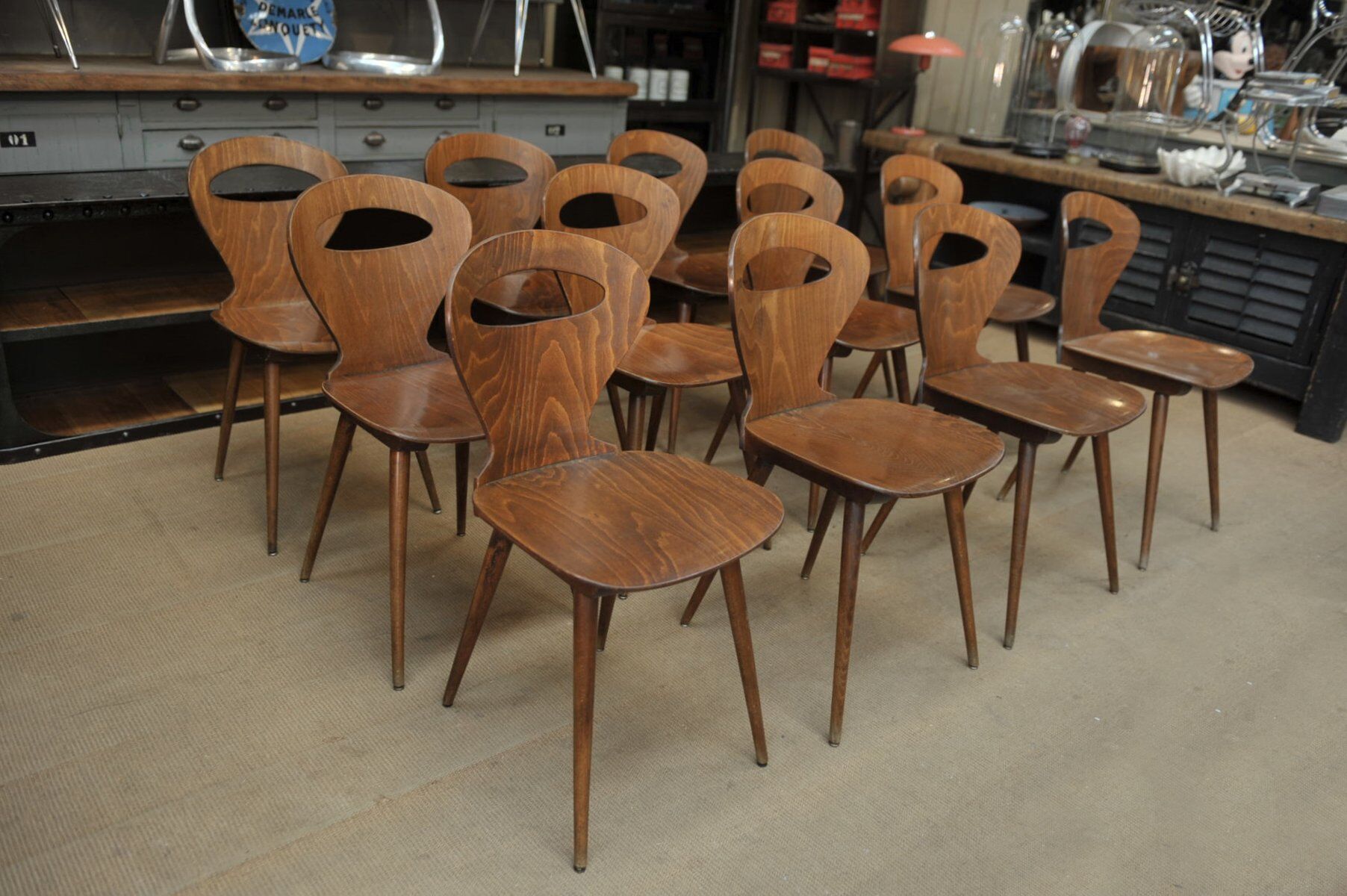 Baumann 1950s curved beech mid-century chair