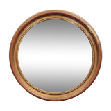 Miroir en bois doré patiné « oeil de sorcière » époque 1900  glace bombée e