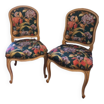 Pair of Louis XV style medallion chairs