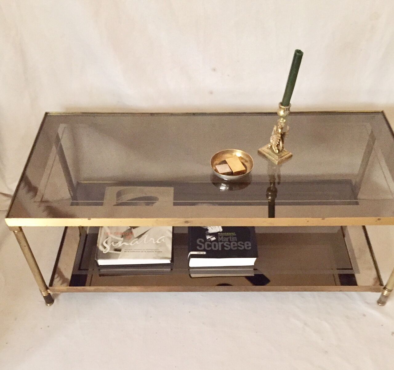 Table low 2 Golden floors and sunglasses with gold mirror effect