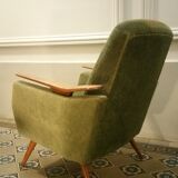 Club Chair fabric with armrests teak 50s 60s