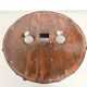 Brutalist Circular Coffee Table in Solid Wood – Brazilian Folk Art