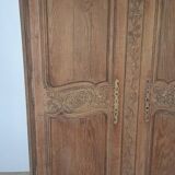Antique Norman wardrobe with 2 doors, solid oak, raw wood