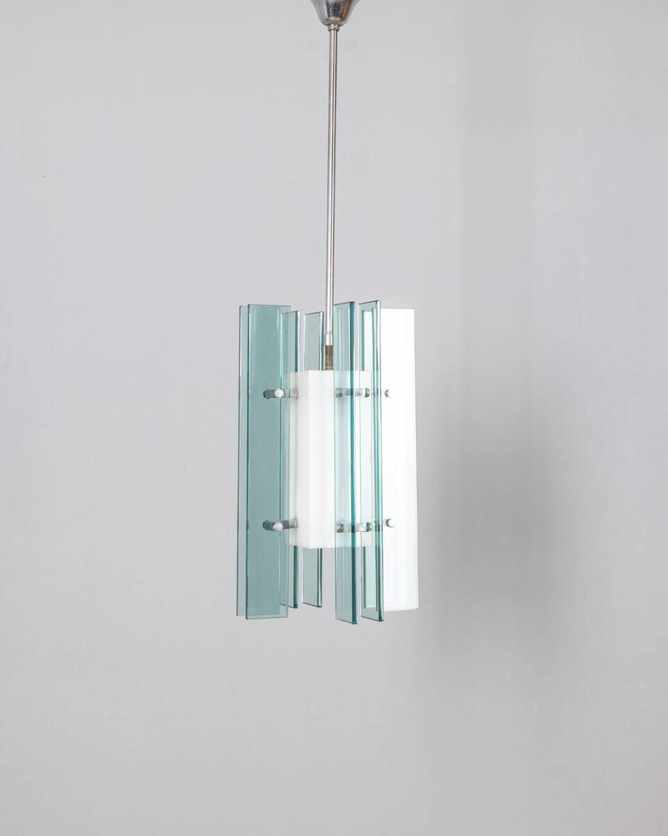 Vintage 60s chandelier in glass and plastic italian design