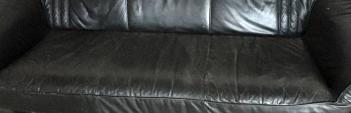 Vintage black leather sofa