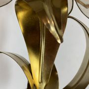 Brass lamp, metal and mother-of-pearl