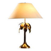 Lampe de table vintage en laiton et tissu, design, Italie, années 1970