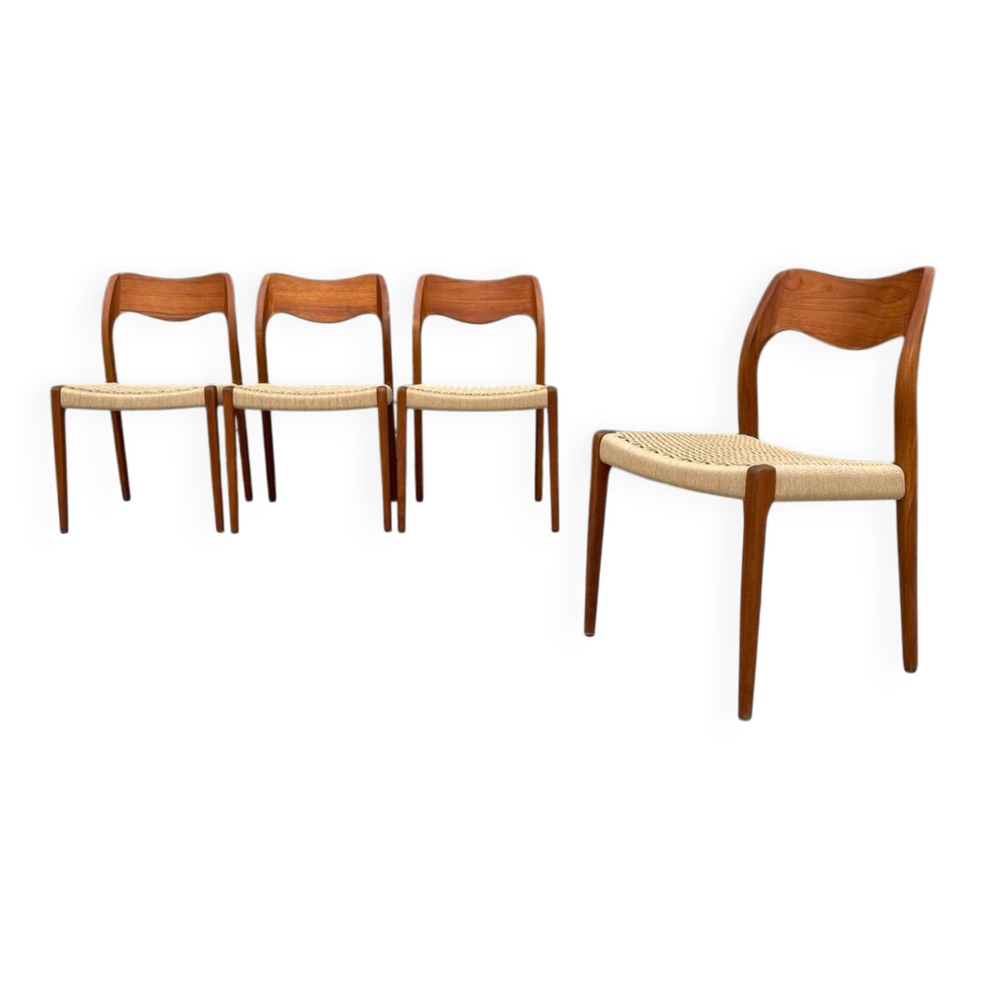 Set of 4 Niels Otto Moller model 71 chairs