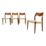 Set of 4 Niels Otto Moller model 71 chairs