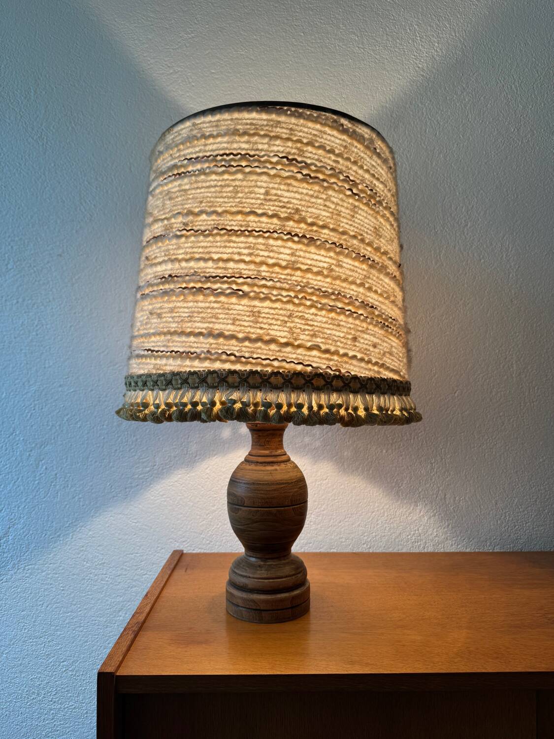 Turned wood lamp from the 60s