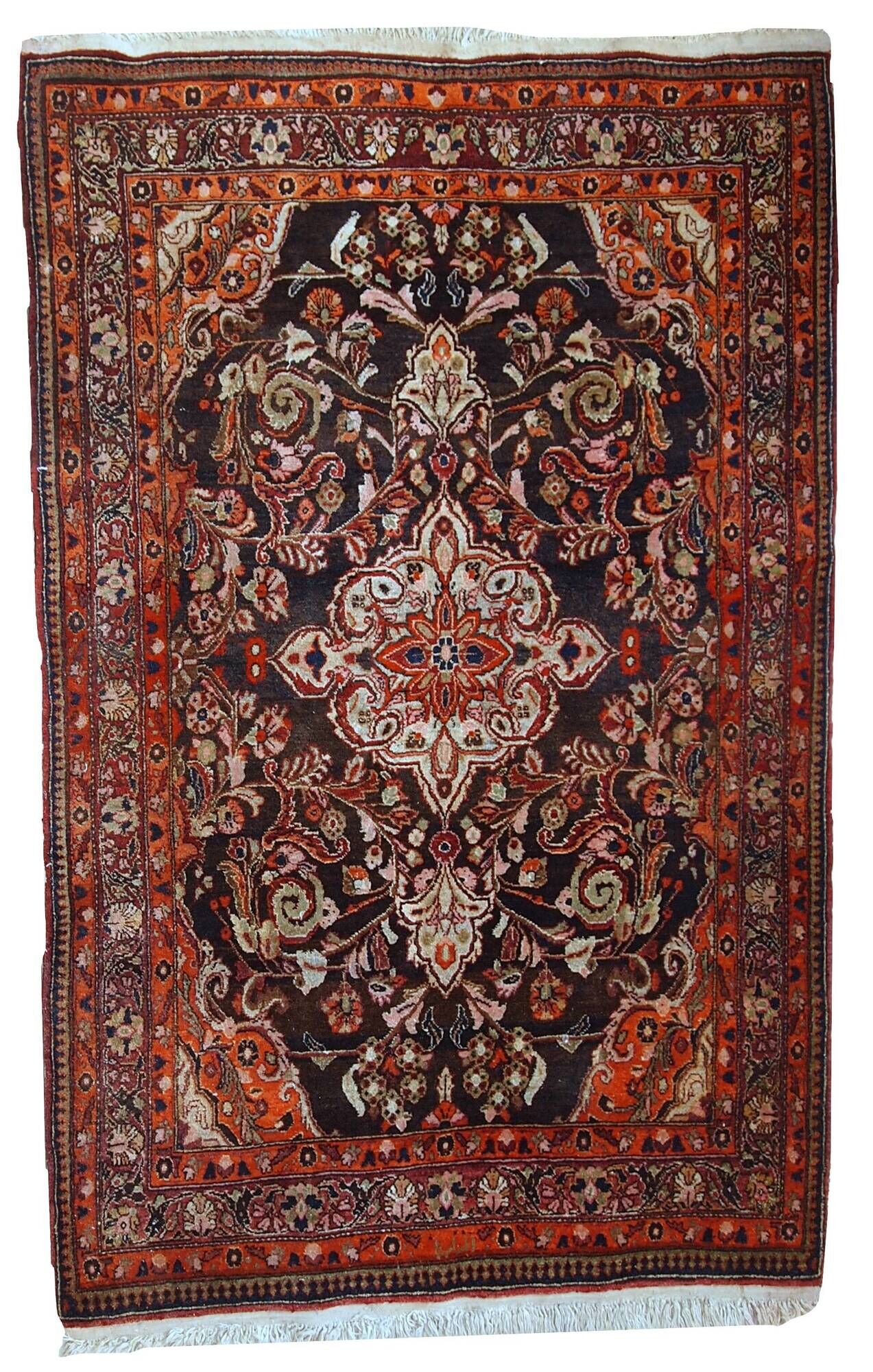 Tapis vintage fait main Tabriz du Moyen-Orient 135cm x 220cm (1950s)