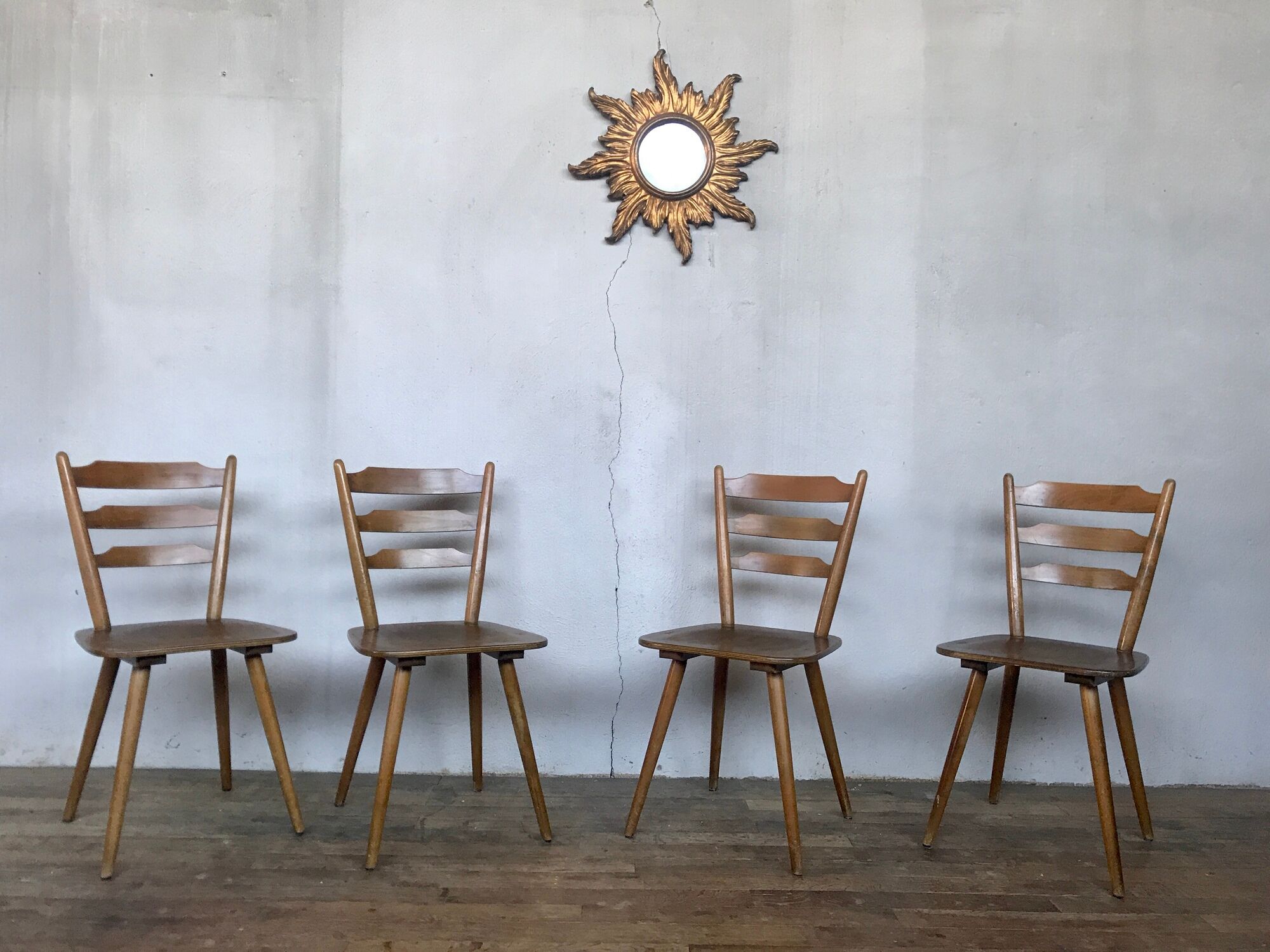 Series of 20 Scandinavian chairs or vintage wooden bistro