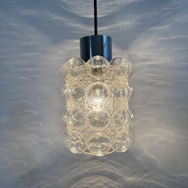 Grande suspension en verre bullé par Helena Tynell pour Limburg, Allemagne, années 1970