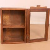 Burmese teak wall display case with original polychrome patina