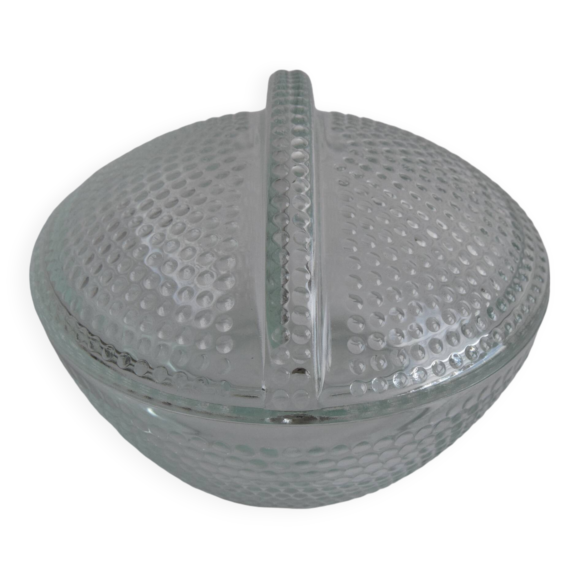 Glass candy bowl, sugar bowl, by Adolf Matura for Libochovice glass factory, 1970's.