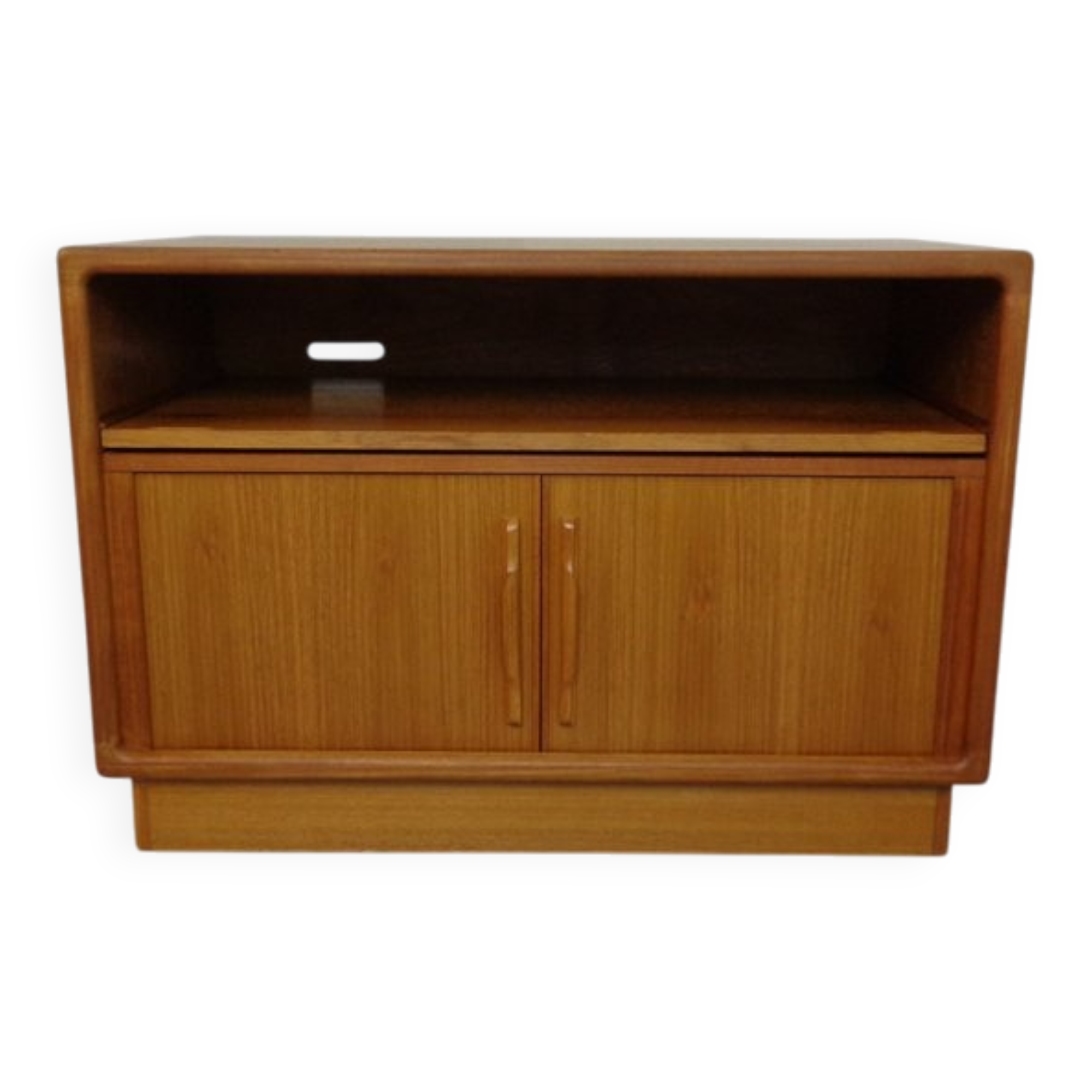 Small Teak Tambour Media Sideboard from Dyrlund, 1970s