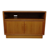 Small Teak Tambour Media Sideboard from Dyrlund, 1970s