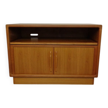 Small Teak Tambour Media Sideboard from Dyrlund, 1970s
