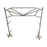 Big in front of hammered iron fireplace